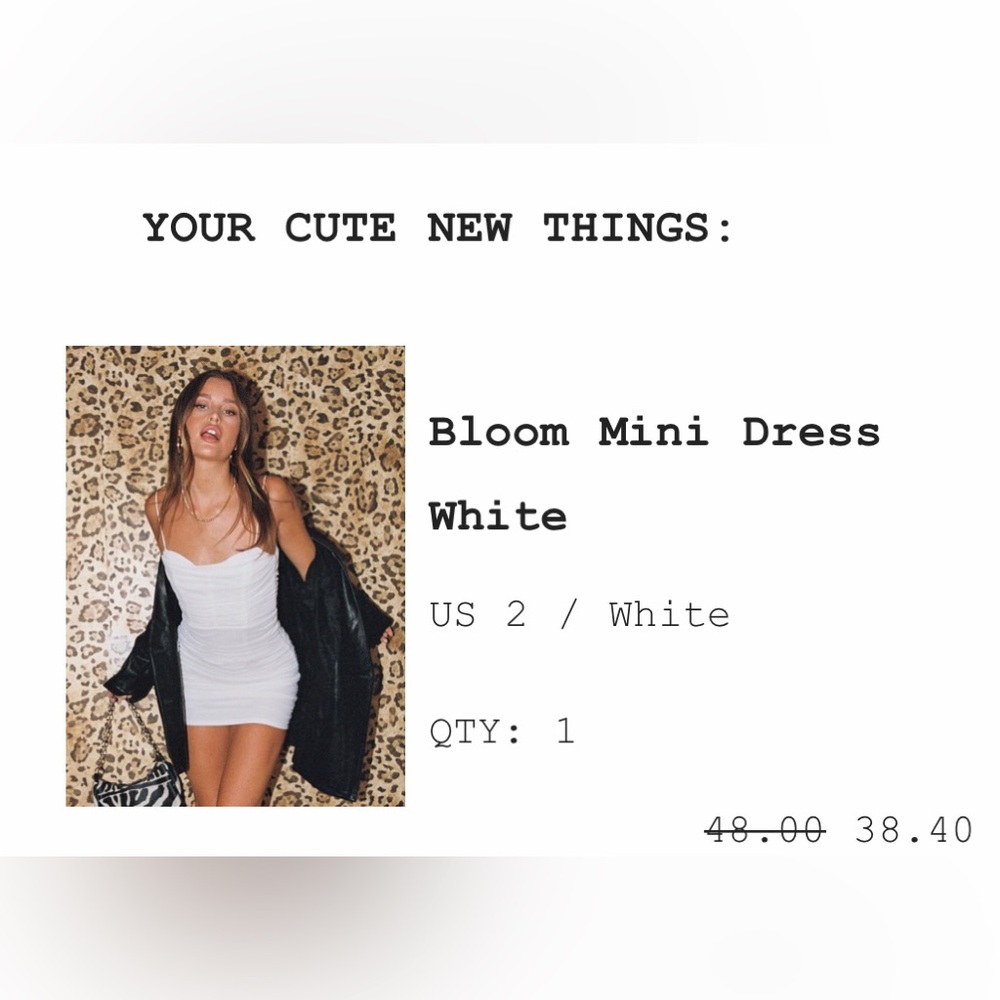 Recycled Fibers Bloom Mini Dress White from Princess Polly Size US 2